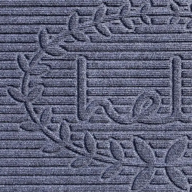 24" X 36" Dark Gray Striped Hello Outdoor Polypropylene  Door Mat