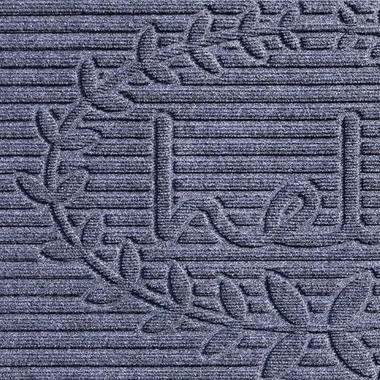 24" X 36" Dark Gray Striped Hello Outdoor Polypropylene  Door Mat