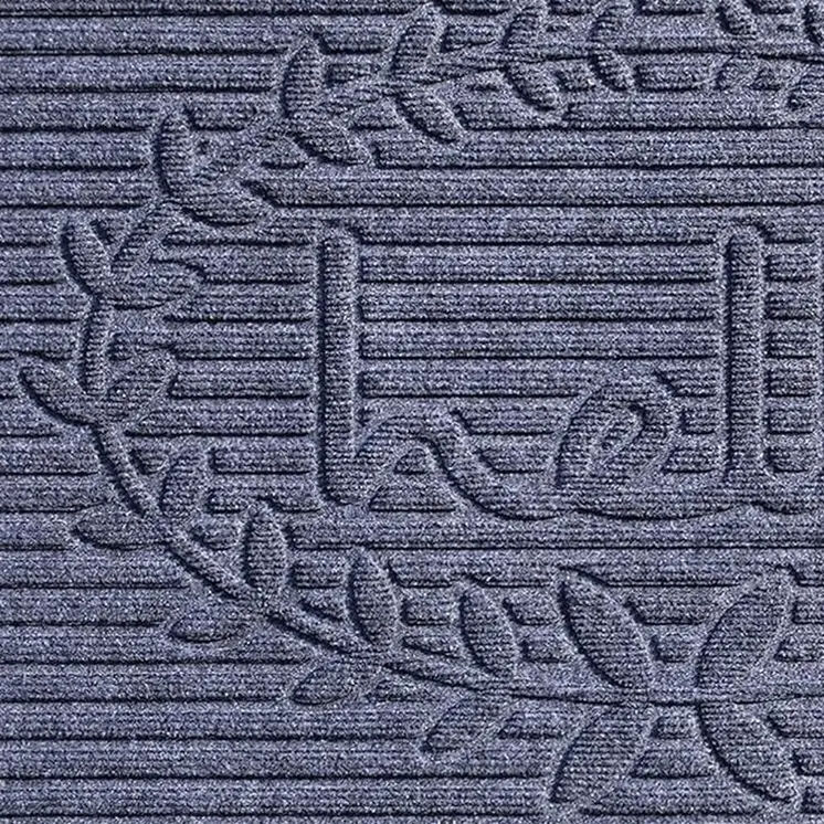 24" X 36" Dark Gray Striped Hello Outdoor Polypropylene  Door Mat