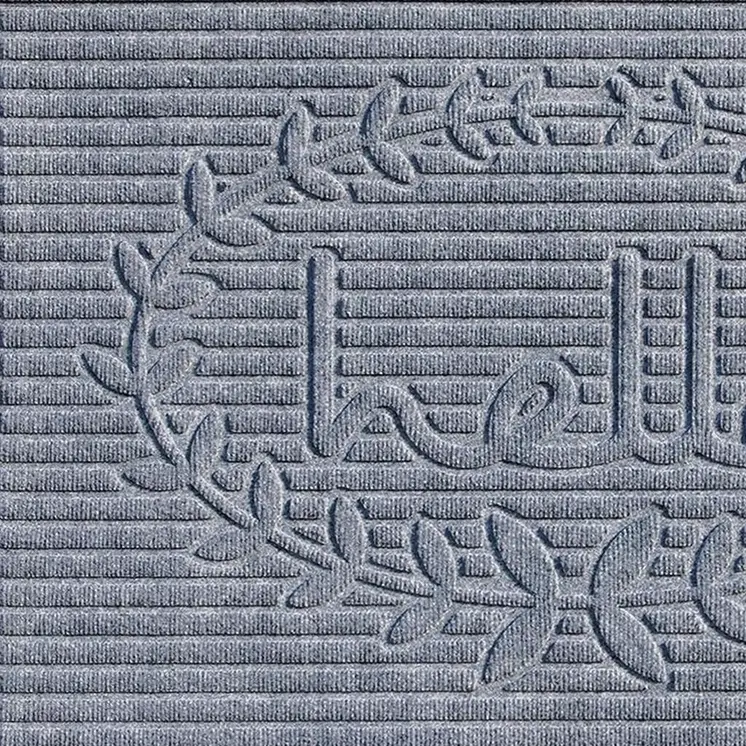 24" X 36" Gray Striped Hello Outdoor Polypropylene Door Mat
