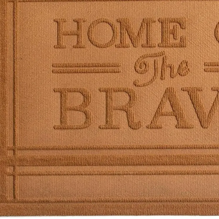 24" X 36" Brown Striped Border Home Of The Brave Outdoor Polypropylene Door Mat