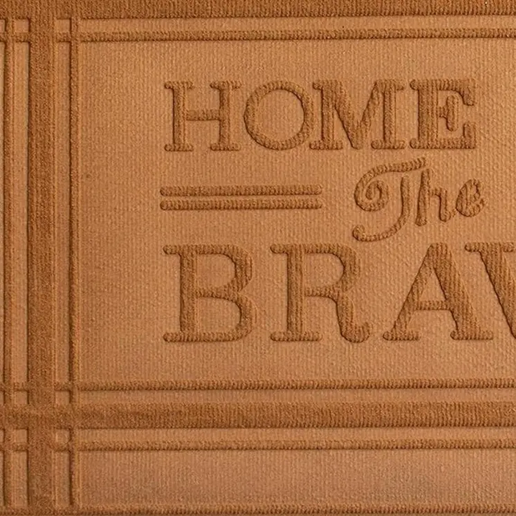 24" X 36" Brown Striped Border Home Of The Brave Outdoor Polypropylene Door Mat