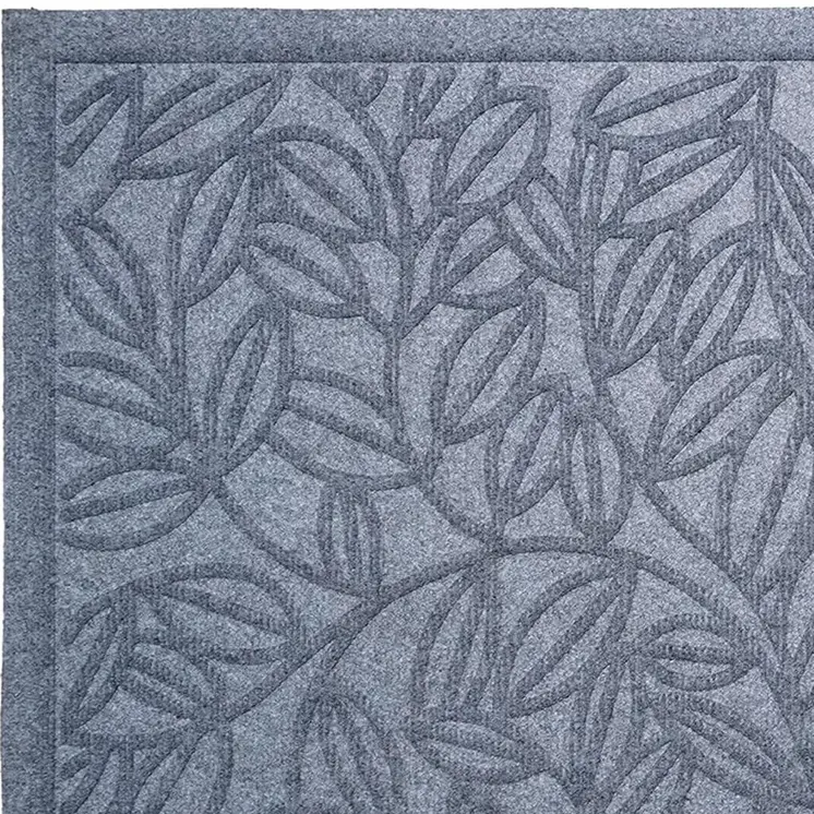 24" X 36" Gray Botanical Leaves Outdoor Polypropylene Door Mat