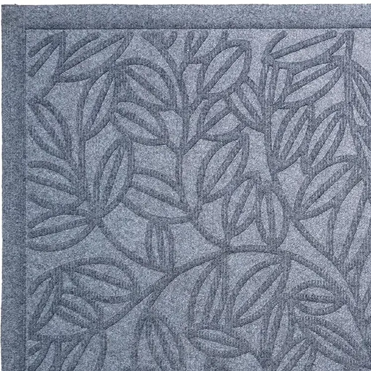 24" X 36" Gray Botanical Leaves Outdoor Polypropylene Door Mat