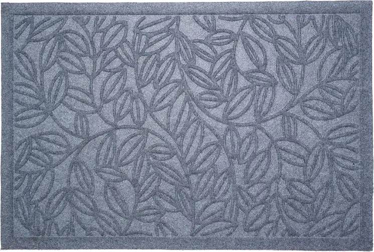 24" X 36" Gray Botanical Leaves Outdoor Polypropylene Door Mat