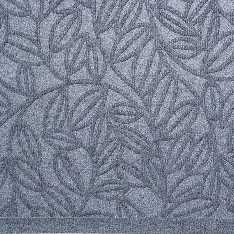 24" X 36" Gray Botanical Leaves Outdoor Polypropylene Door Mat