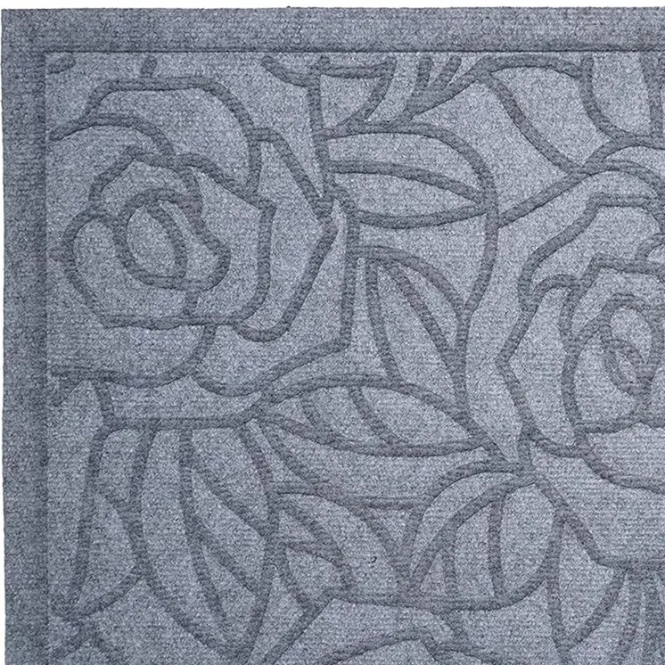 24" X 36" Gray Floral Outdoor Polypropylene Door Mat