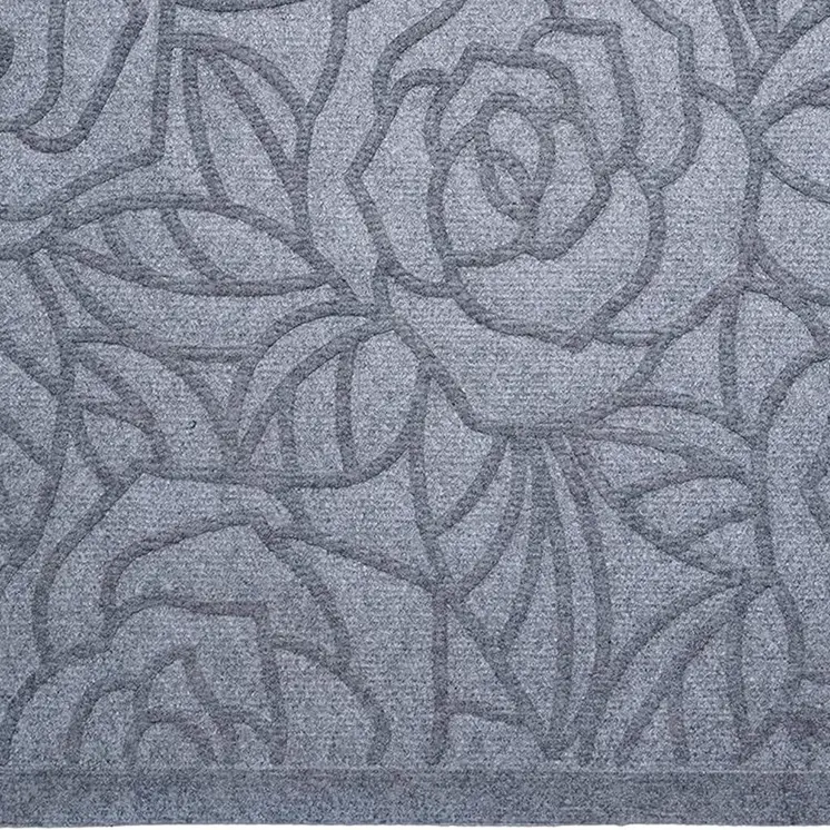 24" X 36" Gray Floral Outdoor Polypropylene Door Mat