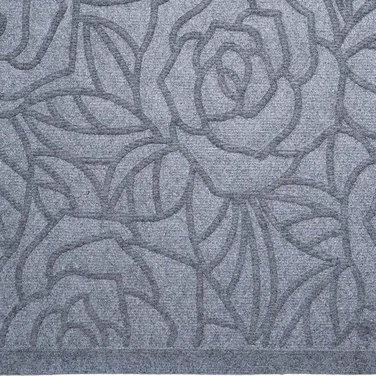 24" X 36" Gray Floral Outdoor Polypropylene Door Mat
