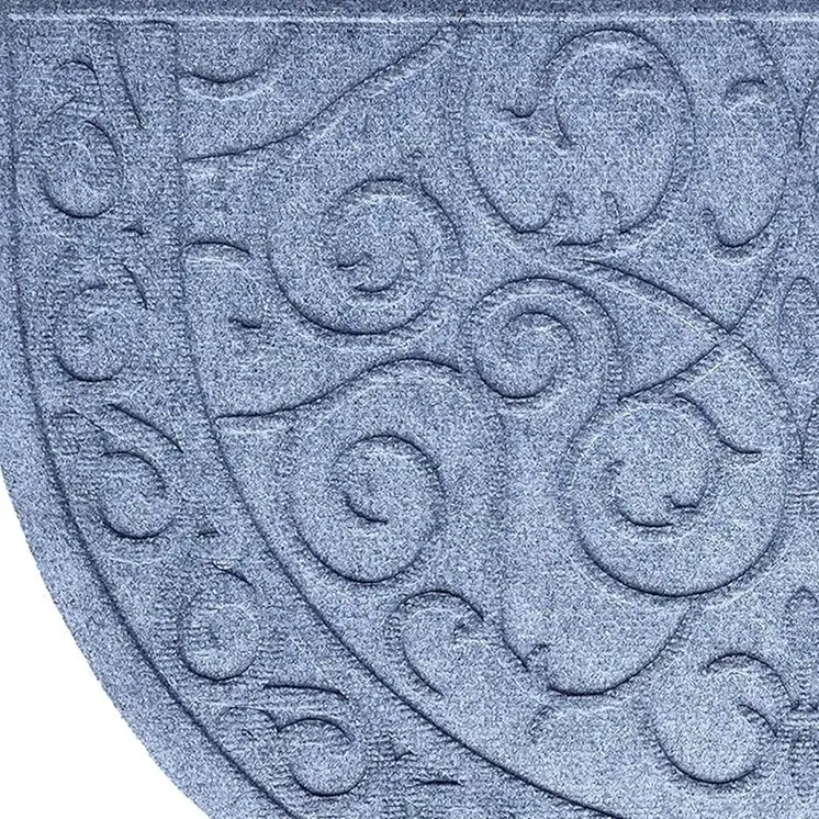 24" X 36" Gray Scrollwork Semi Circle Outdoor Polypropylene Door Mat