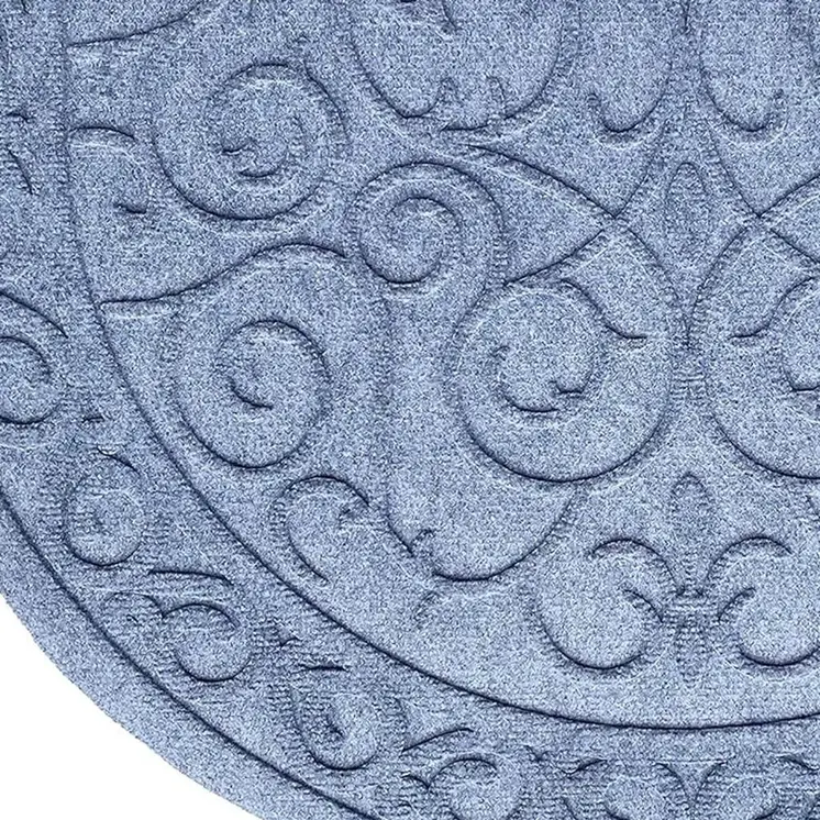 24" X 36" Gray Scrollwork Semi Circle Outdoor Polypropylene Door Mat