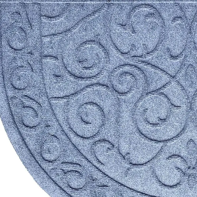 24" X 36" Gray Scrollwork Semi Circle Outdoor Polypropylene Door Mat