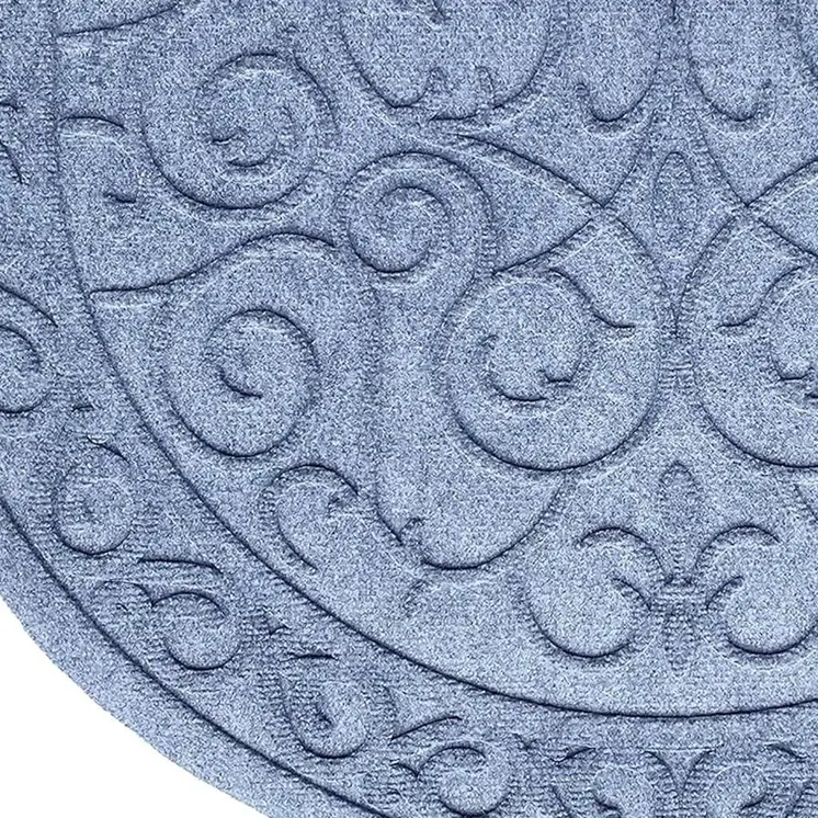 24" X 36" Gray Scrollwork Semi Circle Outdoor Polypropylene Door Mat