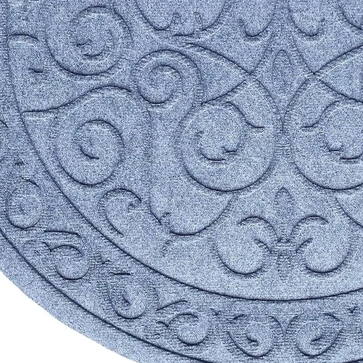24" X 36" Gray Scrollwork Semi Circle Outdoor Polypropylene Door Mat