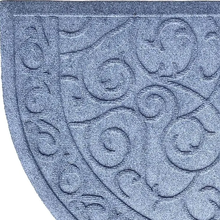 24" X 36" Gray Scrollwork Semi Circle Outdoor Polypropylene Door Mat