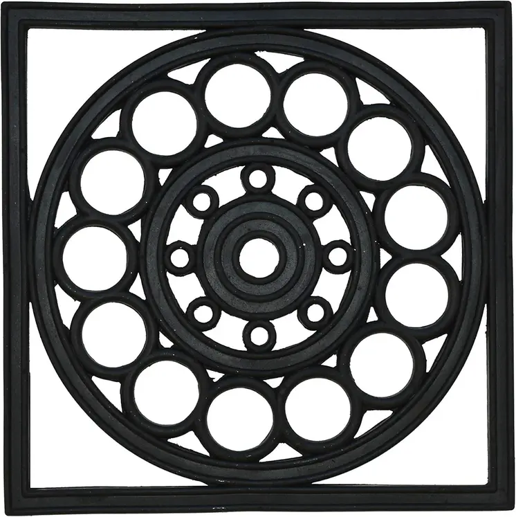 16" X 16" Black Square Outdoor Rubber Door Mat