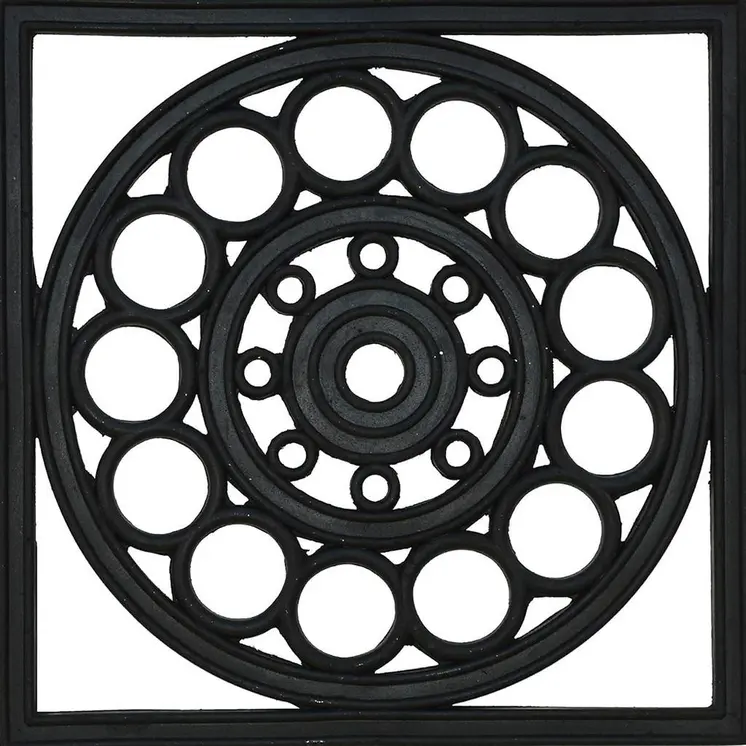 16" X 16" Black Square Outdoor Rubber Door Mat