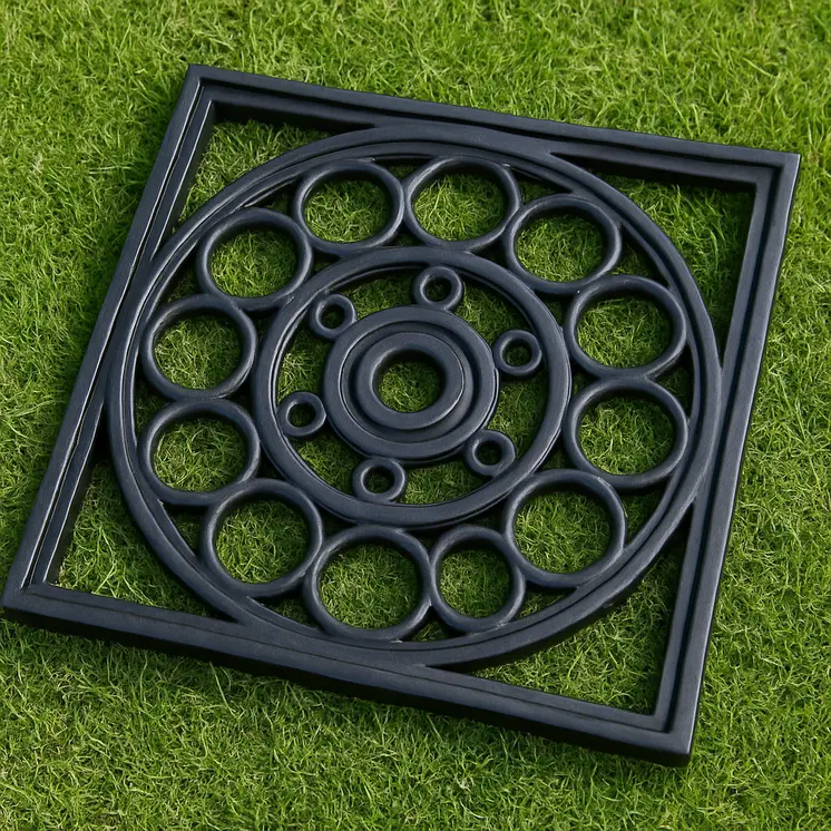 16" X 16" Black Square Outdoor Rubber Door Mat