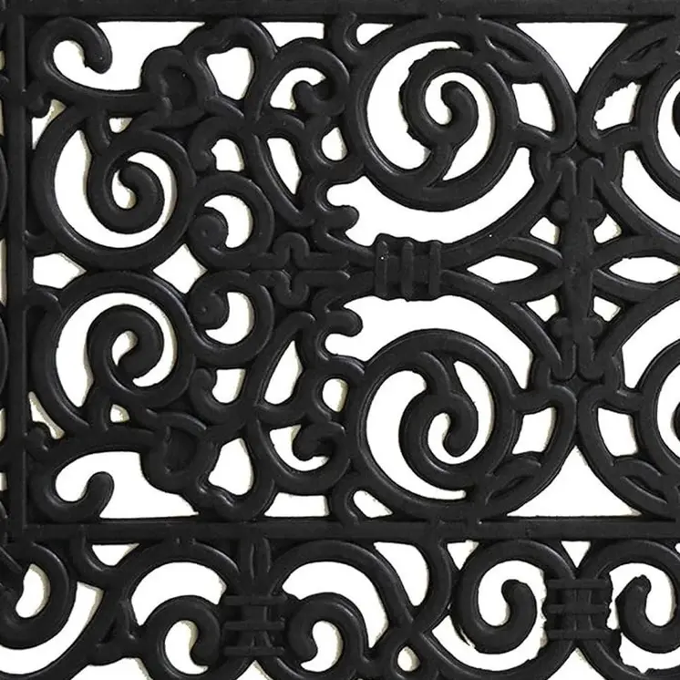 18" X 30" Black Scrollwork Outdoor Rubber Door Mat