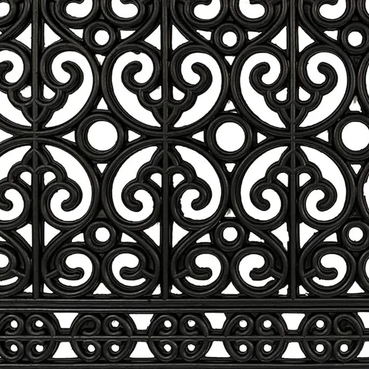 18" X 30" Black Scrollwork Outdoor Rubber Door Mat