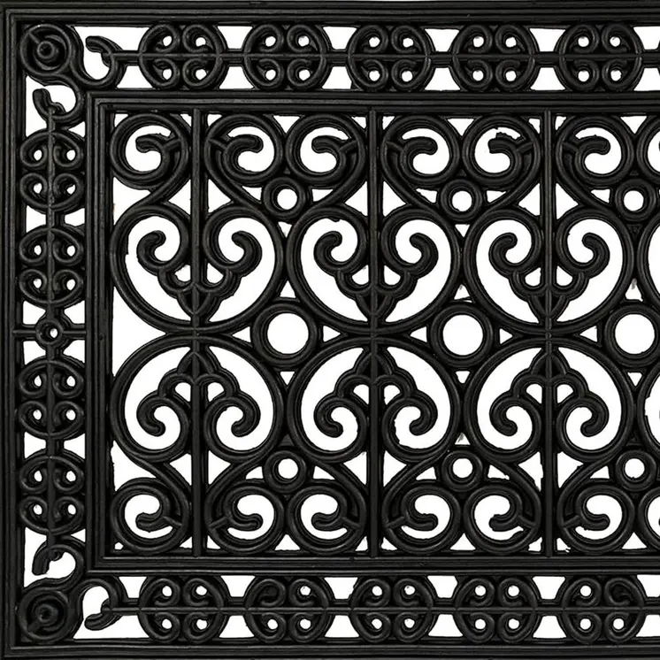 18" X 30" Black Scrollwork Outdoor Rubber Door Mat