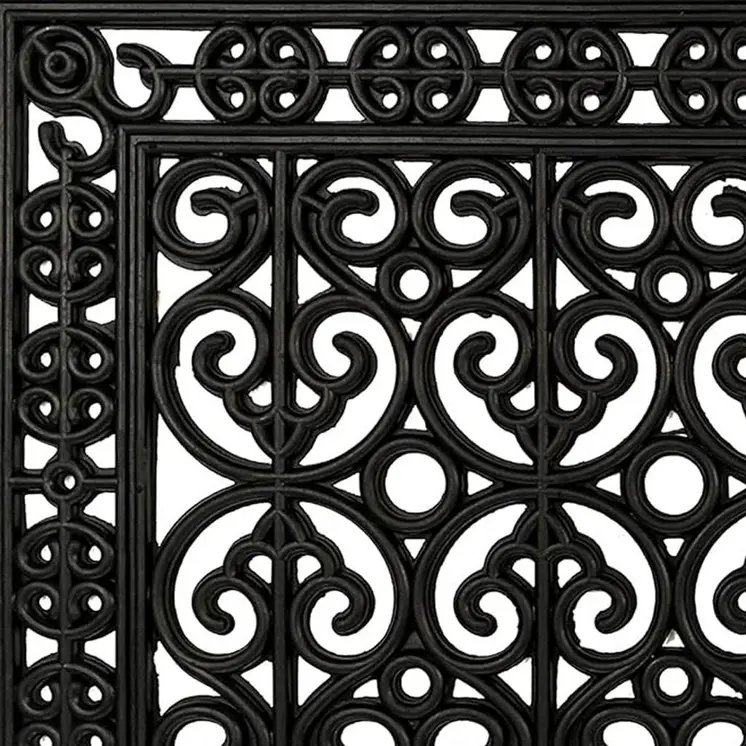 18" X 30" Black Scrollwork Outdoor Rubber Door Mat