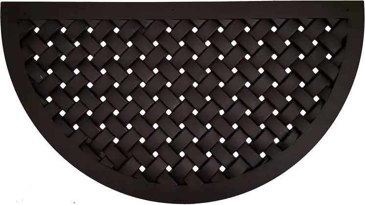20" X 36" Black Lattice Semi Circle Outdoor Rubber Door Mat
