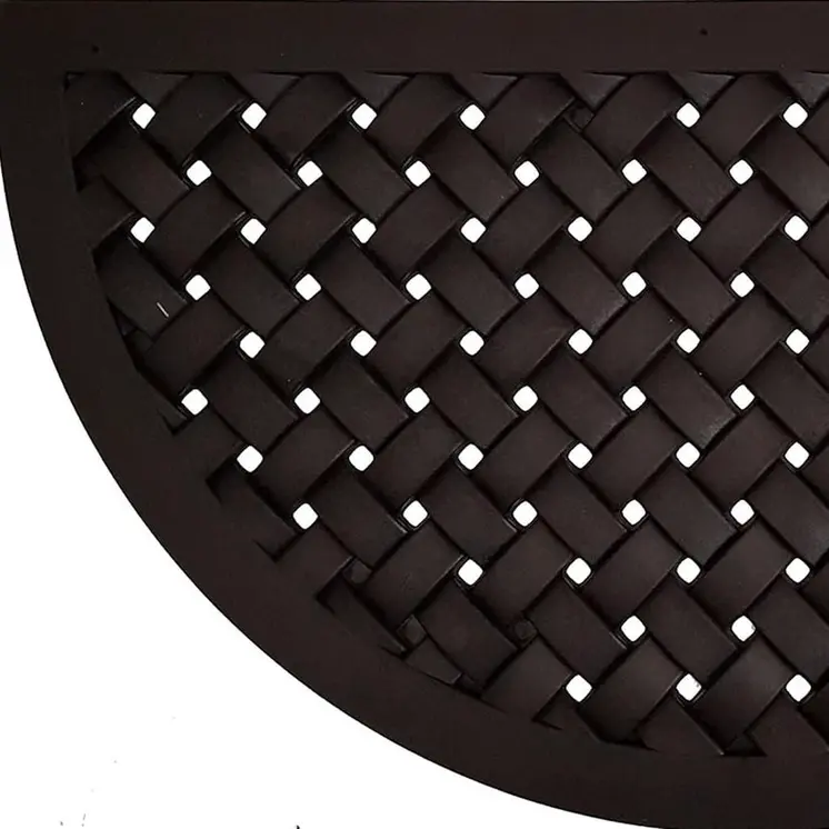 20" X 36" Black Lattice Semi Circle Outdoor Rubber Door Mat
