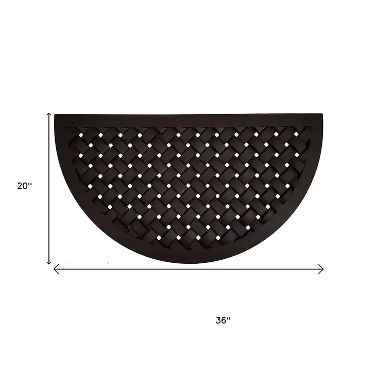 20" X 36" Black Lattice Semi Circle Outdoor Rubber Door Mat