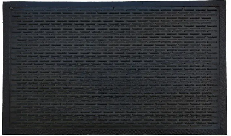 22" X 34" Black Ridged Lines Outdoor Rubber Door Mat
