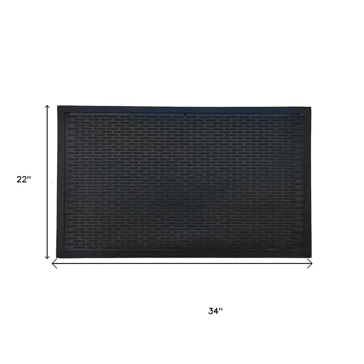 22" X 34" Black Ridged Lines Outdoor Rubber Door Mat