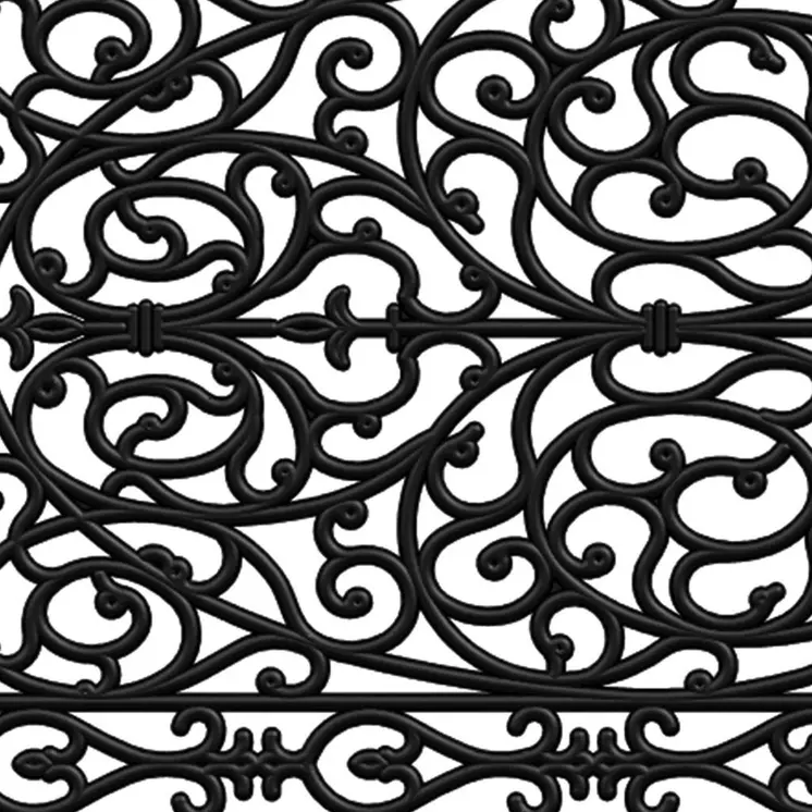 22" X 48" Black Scrollwork Outdoor Rubber Door Mat