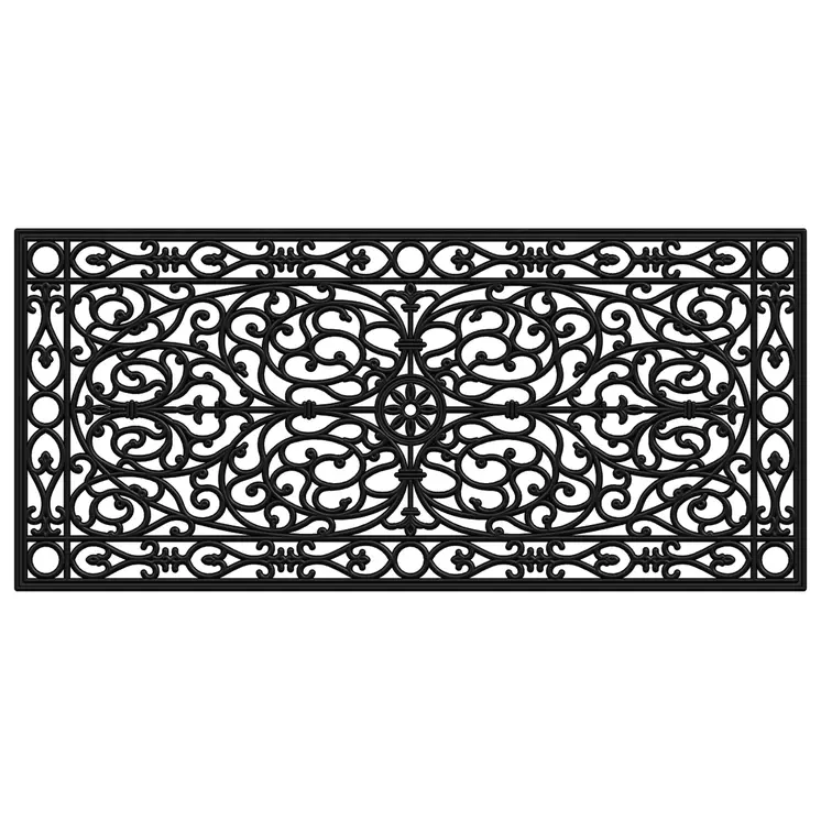 22" X 48" Black Scrollwork Outdoor Rubber Door Mat