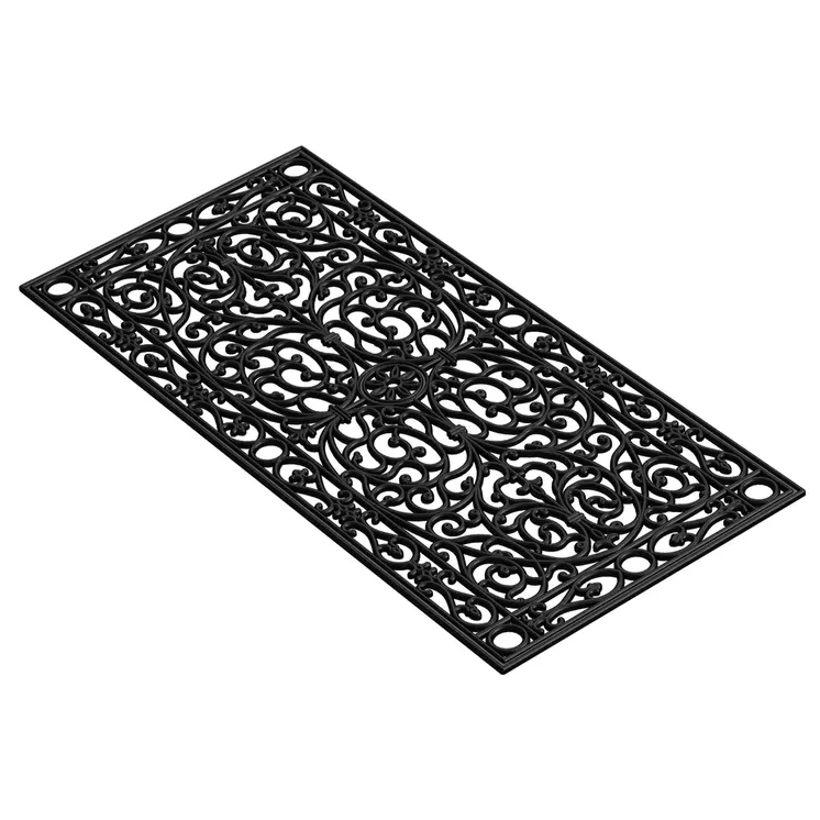 22" X 48" Black Scrollwork Outdoor Rubber Door Mat