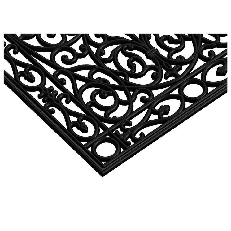 22" X 48" Black Scrollwork Outdoor Rubber Door Mat