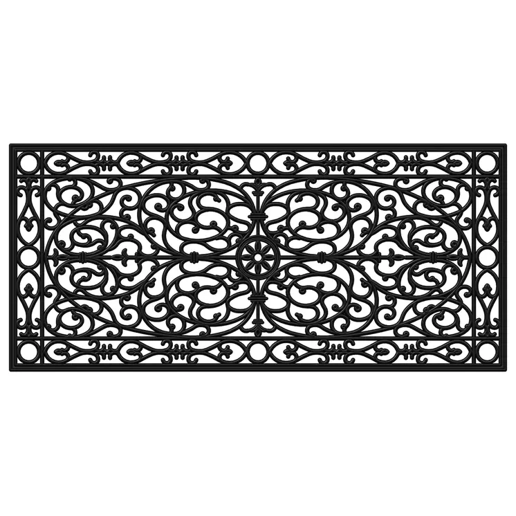 22" X 48" Black Scrollwork Outdoor Rubber Door Mat