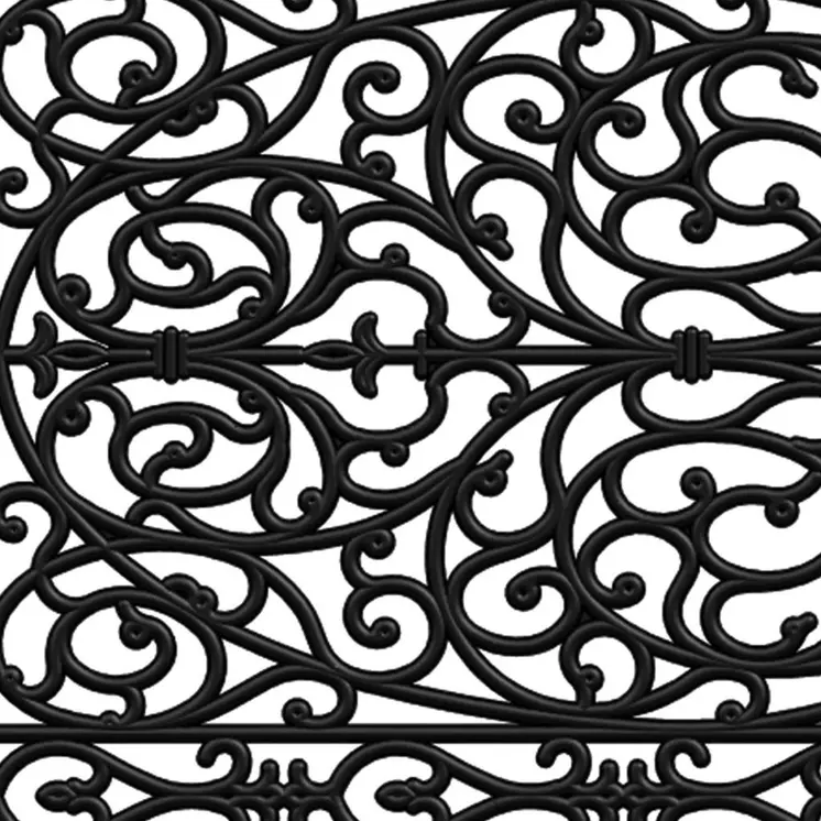22" X 48" Black Scrollwork Outdoor Rubber Door Mat