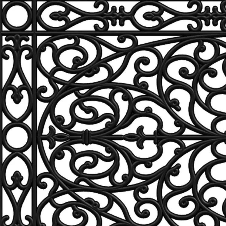 22" X 48" Black Scrollwork Outdoor Rubber Door Mat