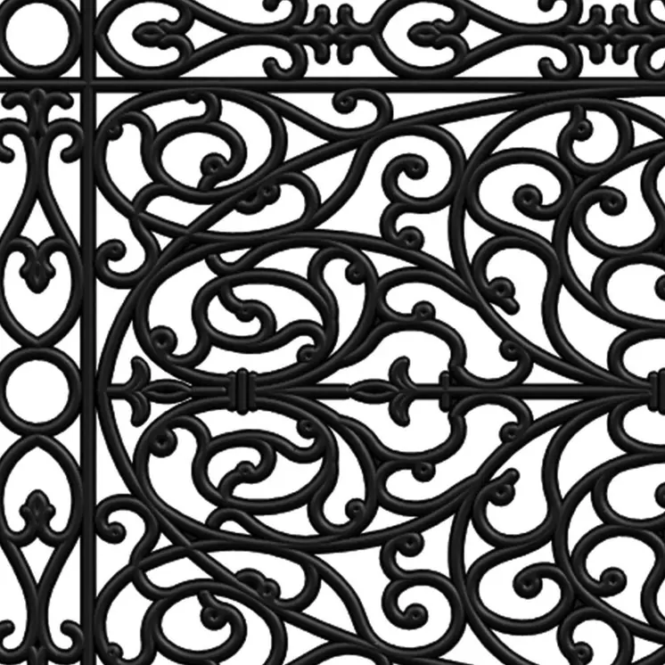 22" X 48" Black Scrollwork Outdoor Rubber Door Mat