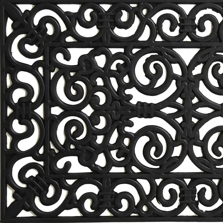 24" X 36" Black Scrollwork Outdoor Rubber Door Mat