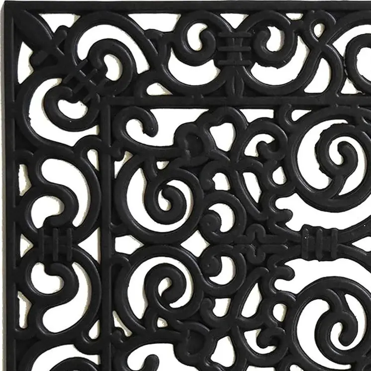 24" X 36" Black Scrollwork Outdoor Rubber Door Mat