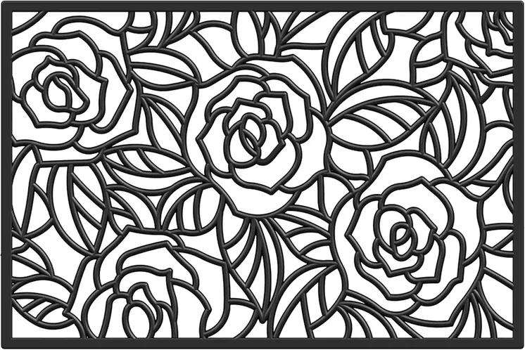 24" X 36" Black Floral Outdoor Rubber Door Mat