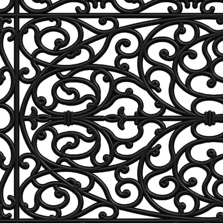 24" X 48" Black Scrollwork Outdoor Rubber Door Mat