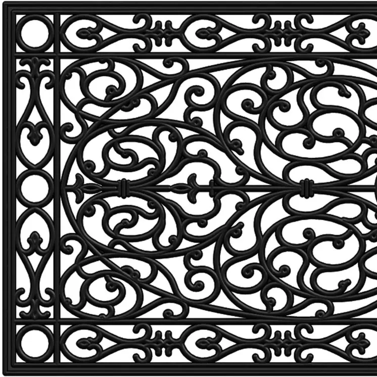 24" X 48" Black Scrollwork Outdoor Rubber Door Mat