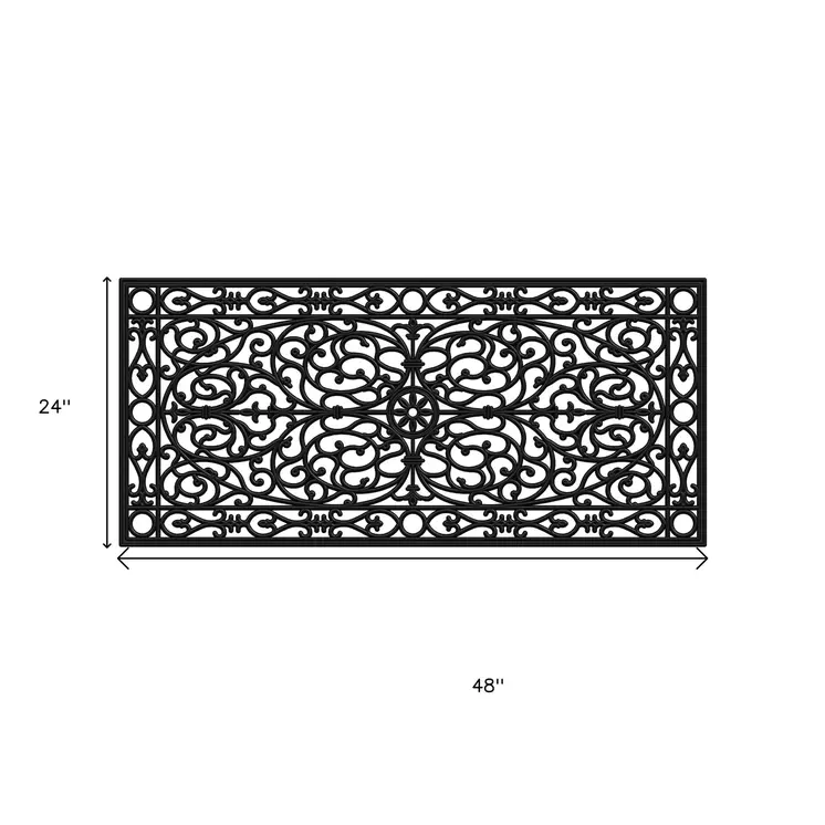 24" X 48" Black Scrollwork Outdoor Rubber Door Mat