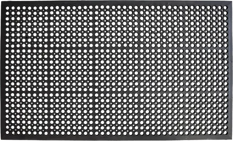 36" X 36" Black Geo Circles Outdoor Rubber Door Mat