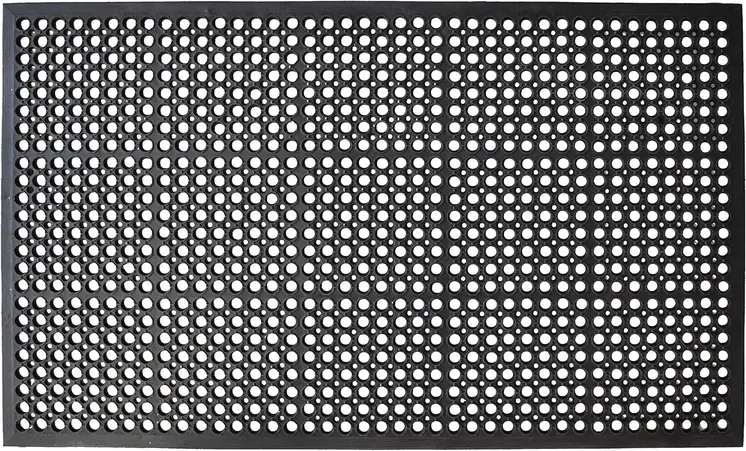 36" X 36" Black Geo Circles Outdoor Rubber Door Mat
