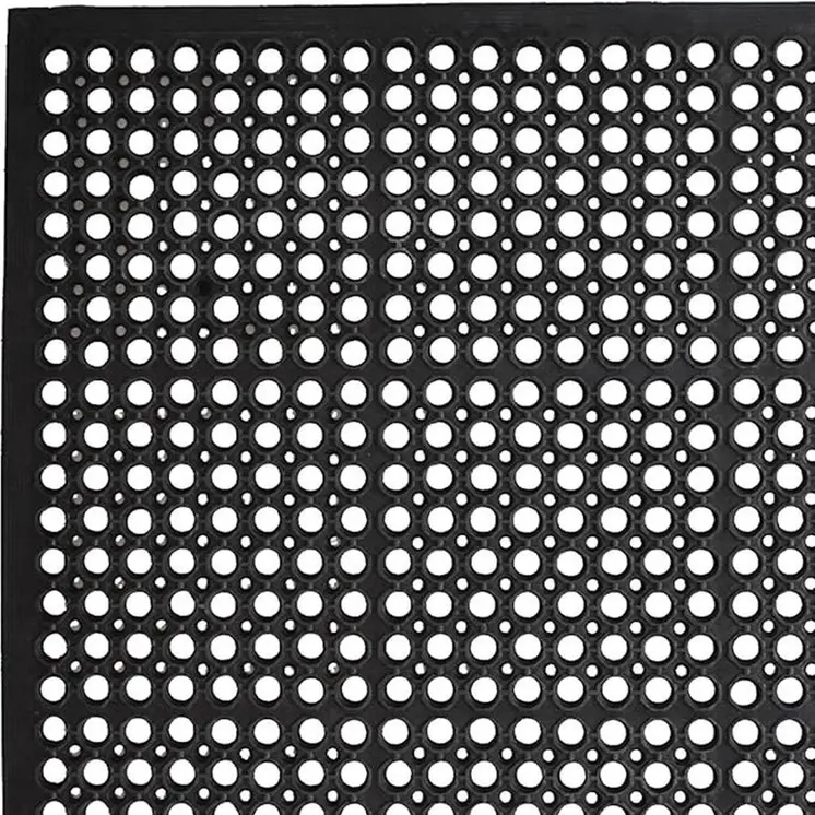 36" X 36" Black Geo Circles Outdoor Rubber Door Mat