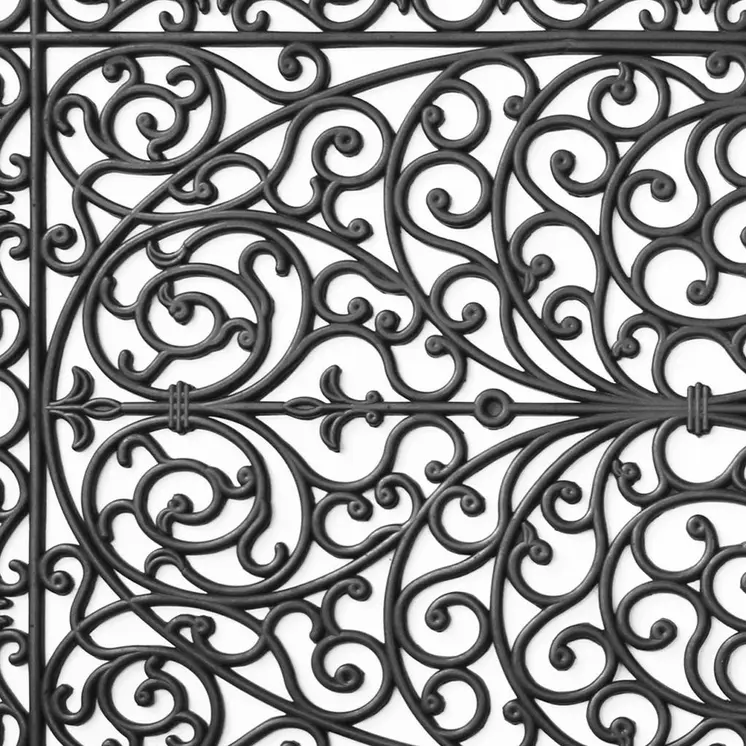 36" X 72" Black Scrollwork Outdoor Rubber Door Mat