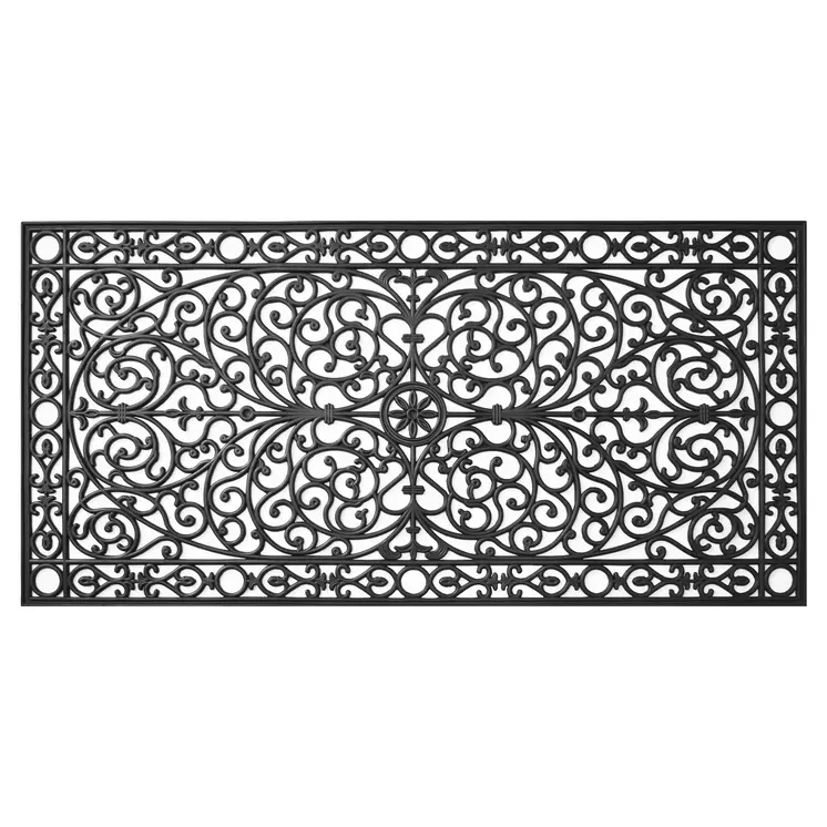 36" X 72" Black Scrollwork Outdoor Rubber Door Mat